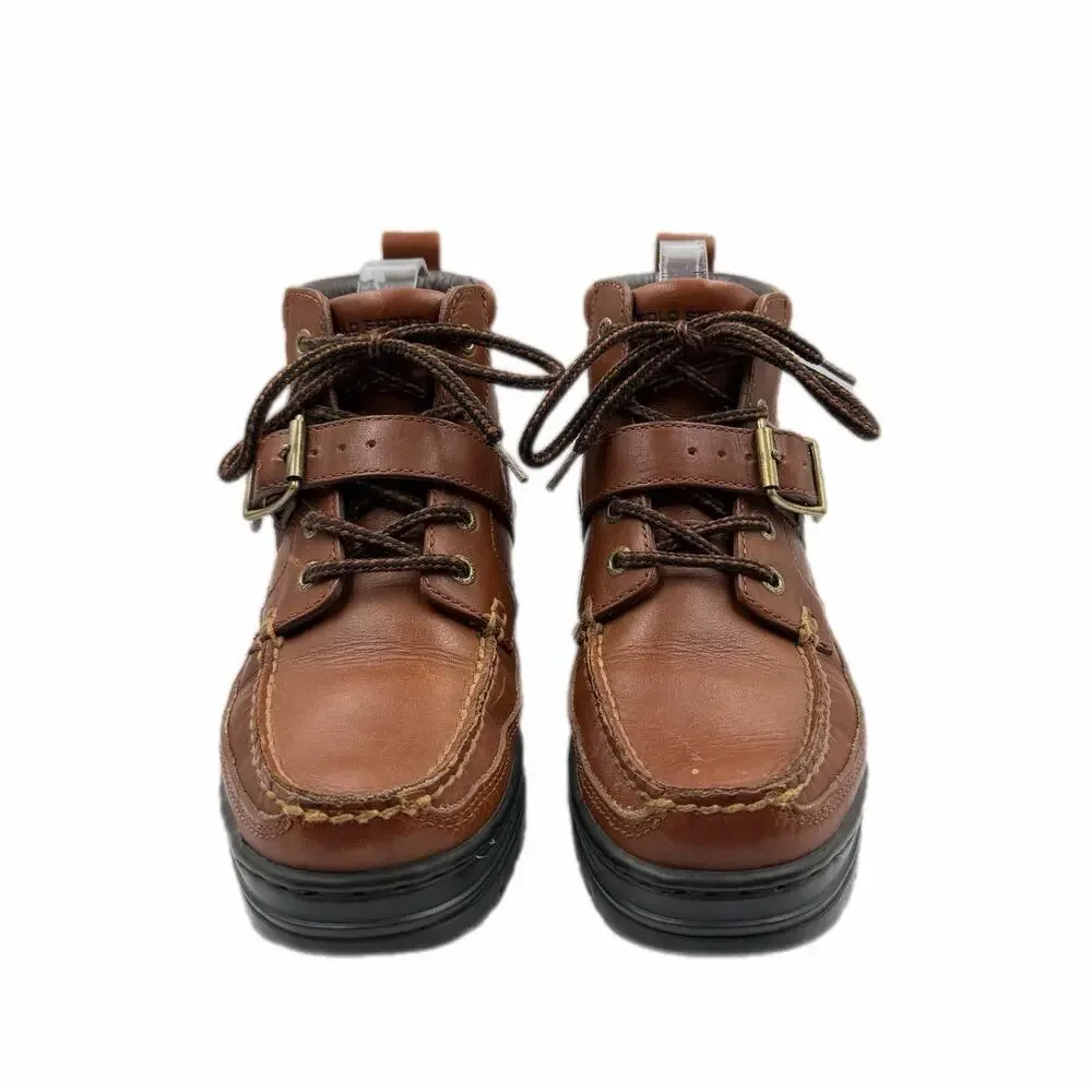 Polo Sport Ralph Lauren Boy's 6 Brown Leather Lace Up Buckle Strap Ankle Boots